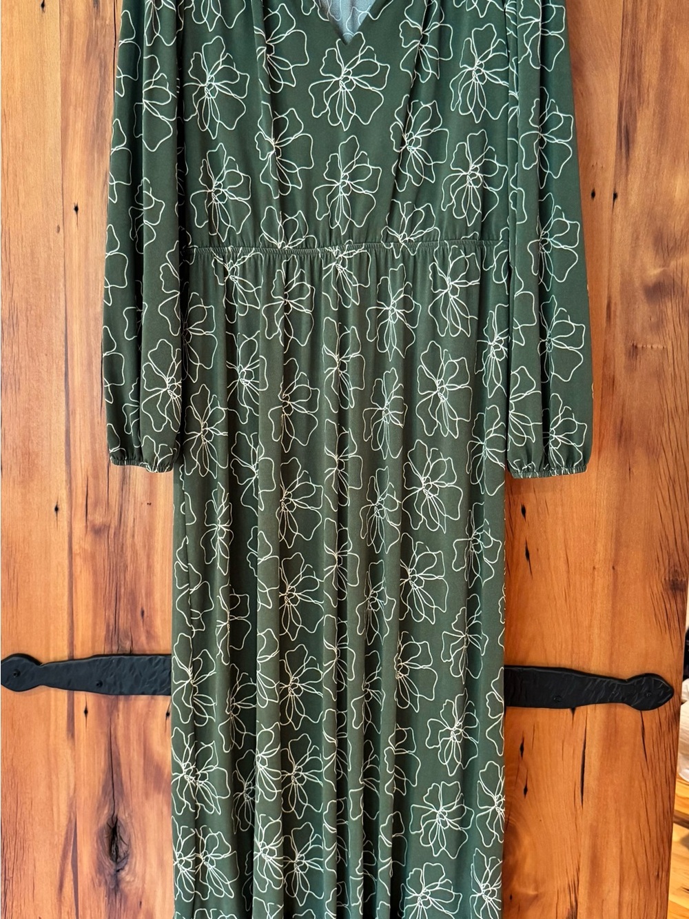 Gilli Olive Green Floral Long Sleeve Maxi Dress